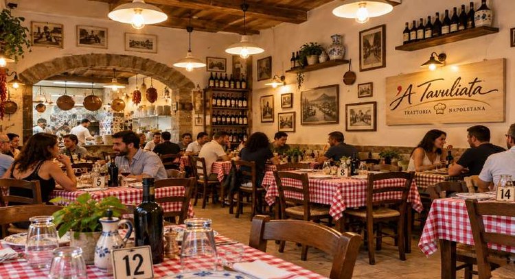 Interno trattoria A Tavuliata con clienti